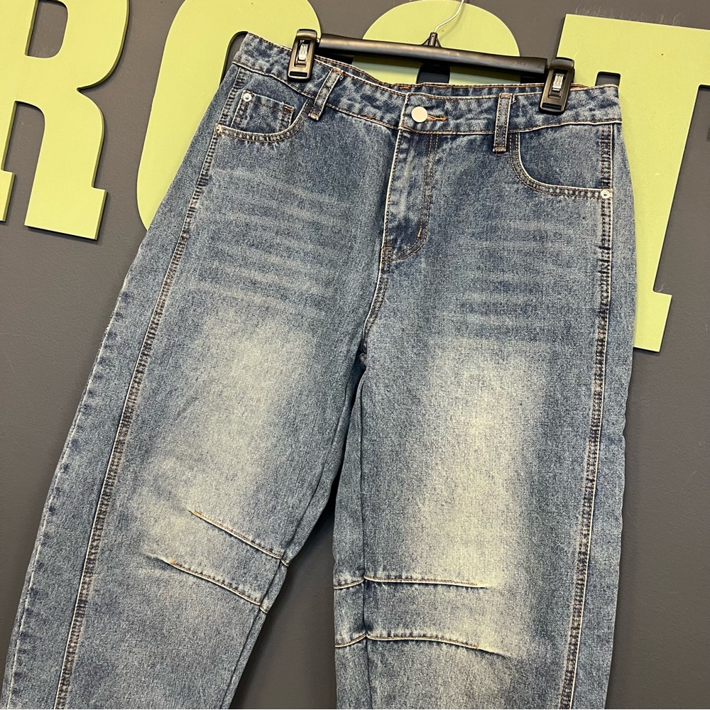Women’s Baggy Barrel Jeans Medium Wash Size XL - Picture 2 of 4